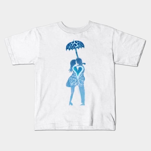 Lovers in the Rain (lesbian) Kids T-Shirt by njgaron